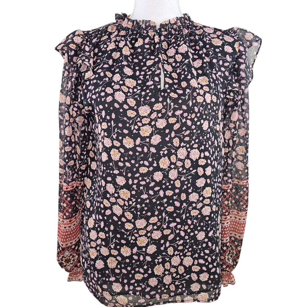 Rachel Zoe Ruffled Floral Cottagecore Blouse In Small